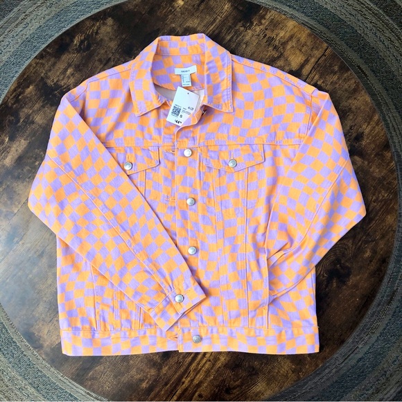 Forever 21 Checkered Denim Jacket NWT Size S - Picture 2 of 3